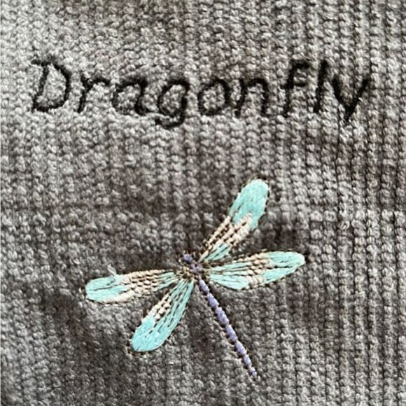 Set of Two Spring Cotton Kitchen Bar-mop White & Gray Towels Dragon/Butterfly - Picture 3 of 4